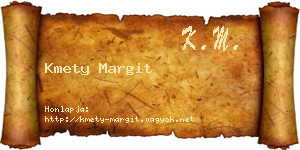 Kmety Margit névjegykártya
